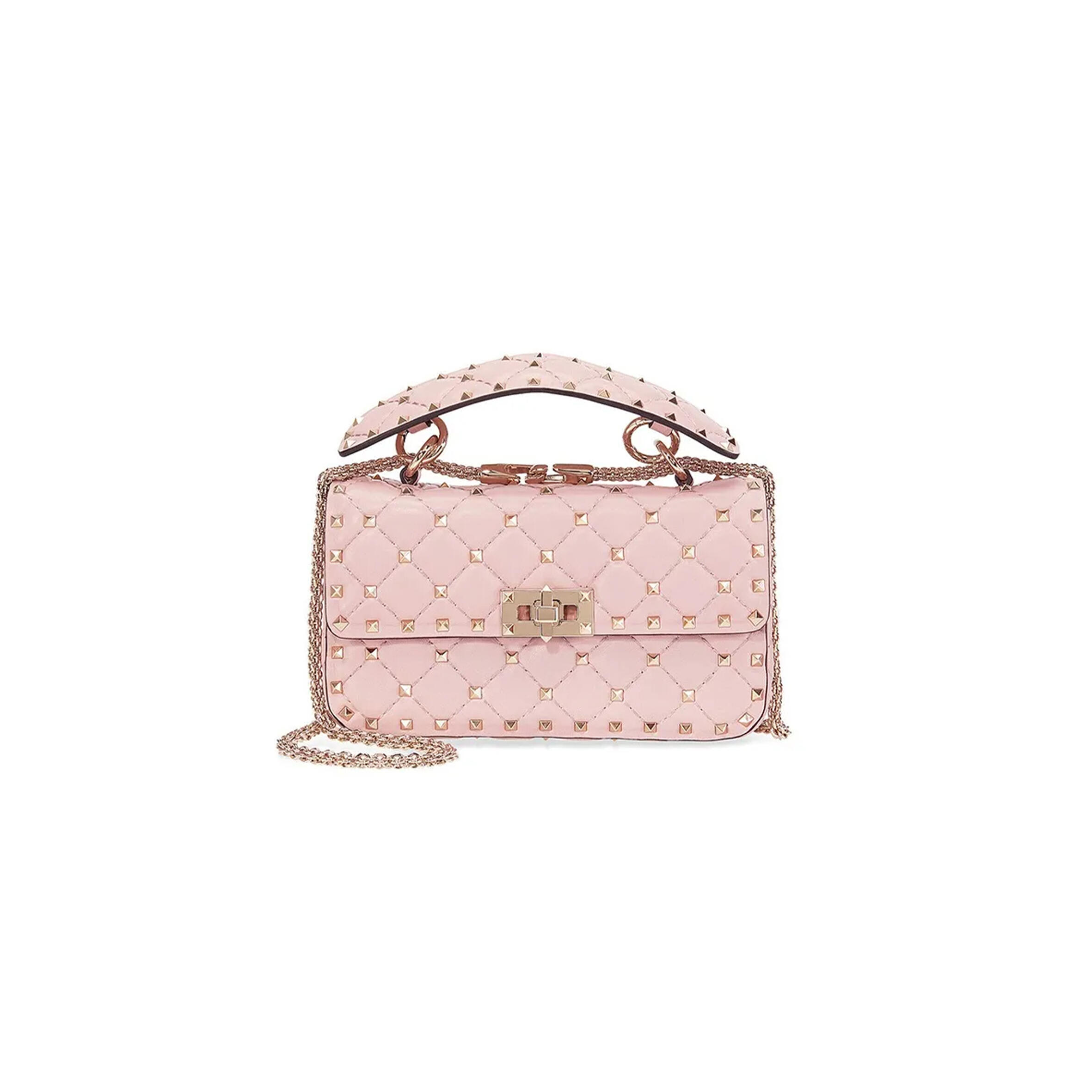 Va1e*ntin0 small nappa rockstud spike bag b0123nap-w34 (20*11.5*5cm)